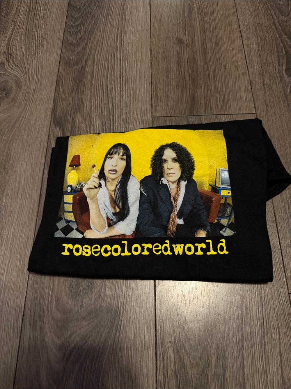 Rose Colored World Graphic Tee in Black and Yellow
